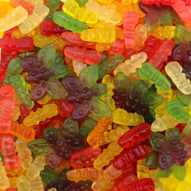 CARAMELLE GOMMOSE BRUCHI E FARFALLE MORBIDI COLORATI CONFEZIONE 100GR - Dolci pensieri gift