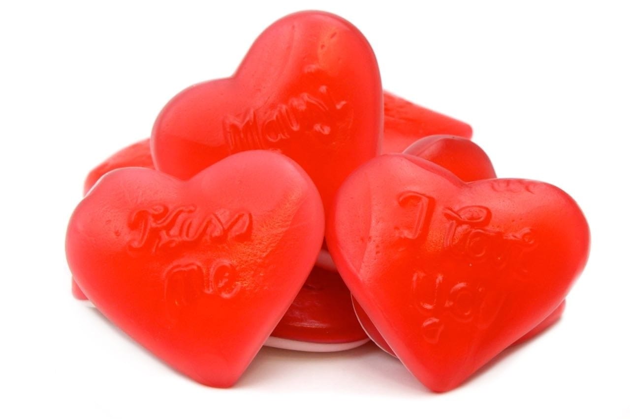 CARAMELLE GOMMOSE CUORE BICOLORE CONFEZIONE 100GR - Dolci pensieri gift