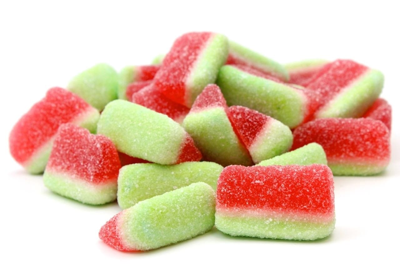 CARAMELLE GOMMOSE FETTE DI ANGURIA SOFT GOMMOSI ZUCCHERATI FRIZZANTI CONFEZIONE DA 100GR - Dolci pensieri gift