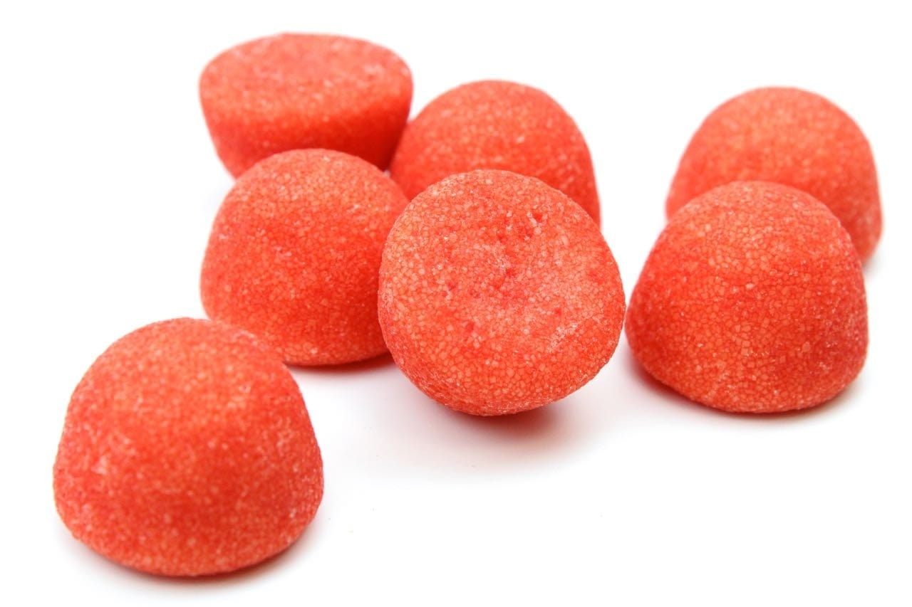 CARAMELLE GOMMOSE FRAGOLINE MORBIDE ROSSE CONFEZIONE DA 100GR - Dolci pensieri gift