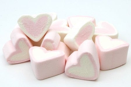 CARAMELLE GOMMOSE MARSHMALLOW CUORE BIANCO ROSA CONFEZIONE DA 100GR - Dolci pensieri gift