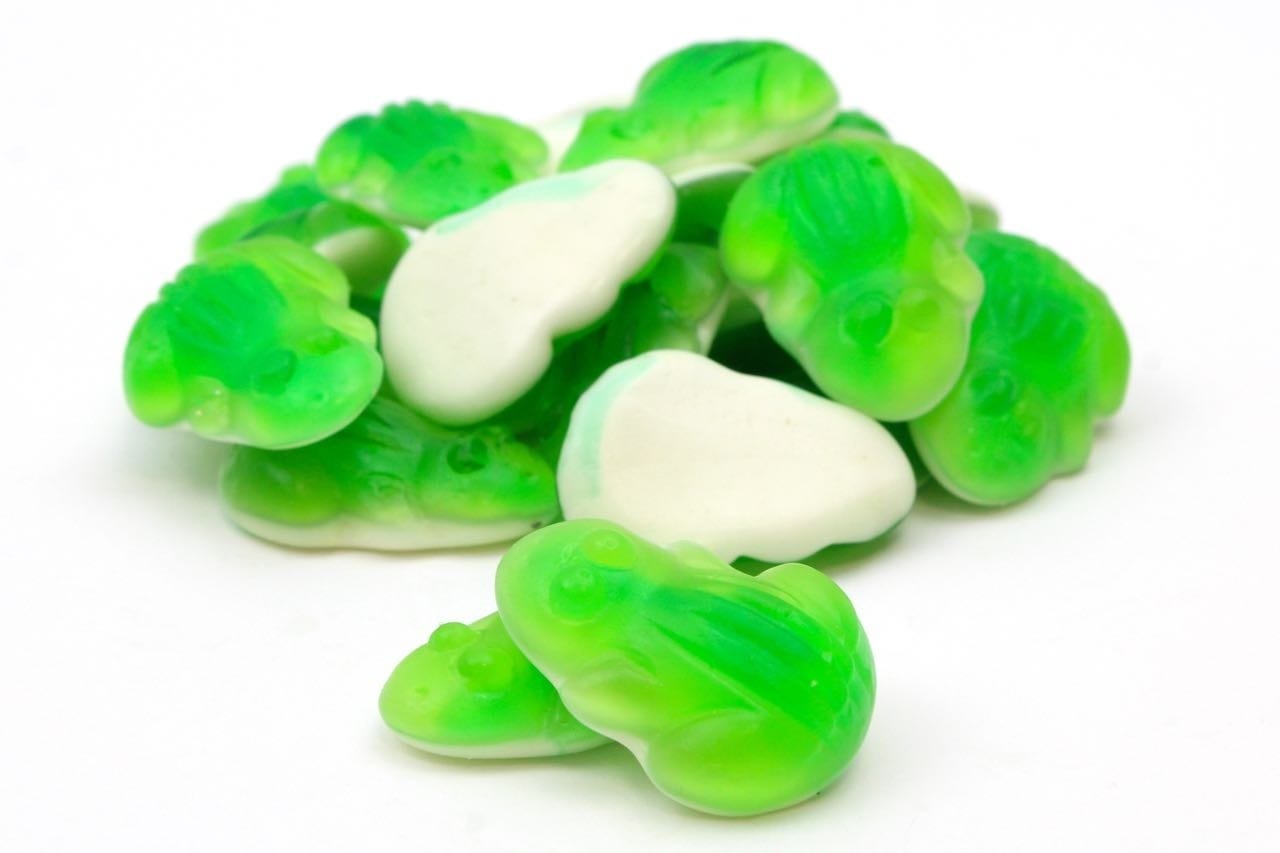 CARAMELLE GOMMOSE RANE VERDI ANANAS CONFEZIONE 100GR - Dolci pensieri gift