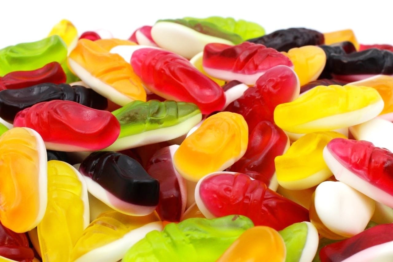 CARAMELLE GOMMOSE SCARPETTE COLORATE FRUTTA CONFEZIONE 100GR - Dolci pensieri gift