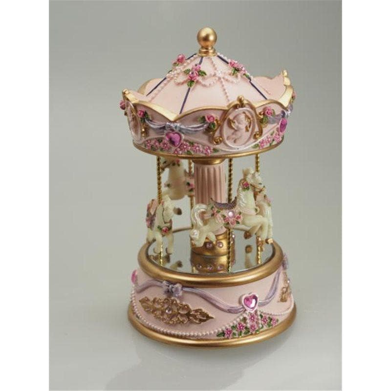 Carillon Carosello Giostra Con Cavalli rosa melodia "Danubio Blu" 10 cm - Dolci pensieri gift