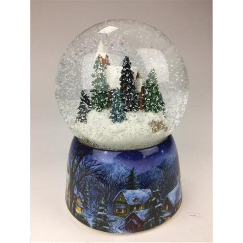 Carillon Natalizio Sfera di neve slitta di cavalli sfondo innevato sera - Dolci pensieri gift