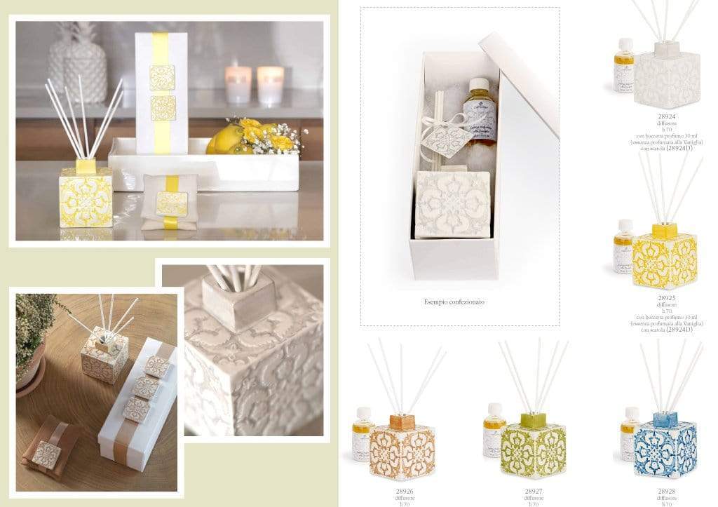 Collezione Bomboniere Vietri Profumatori in Porcellana Fantasie Assortite con Profumatore in Astuccio 7 cm - Dolci pensieri gift