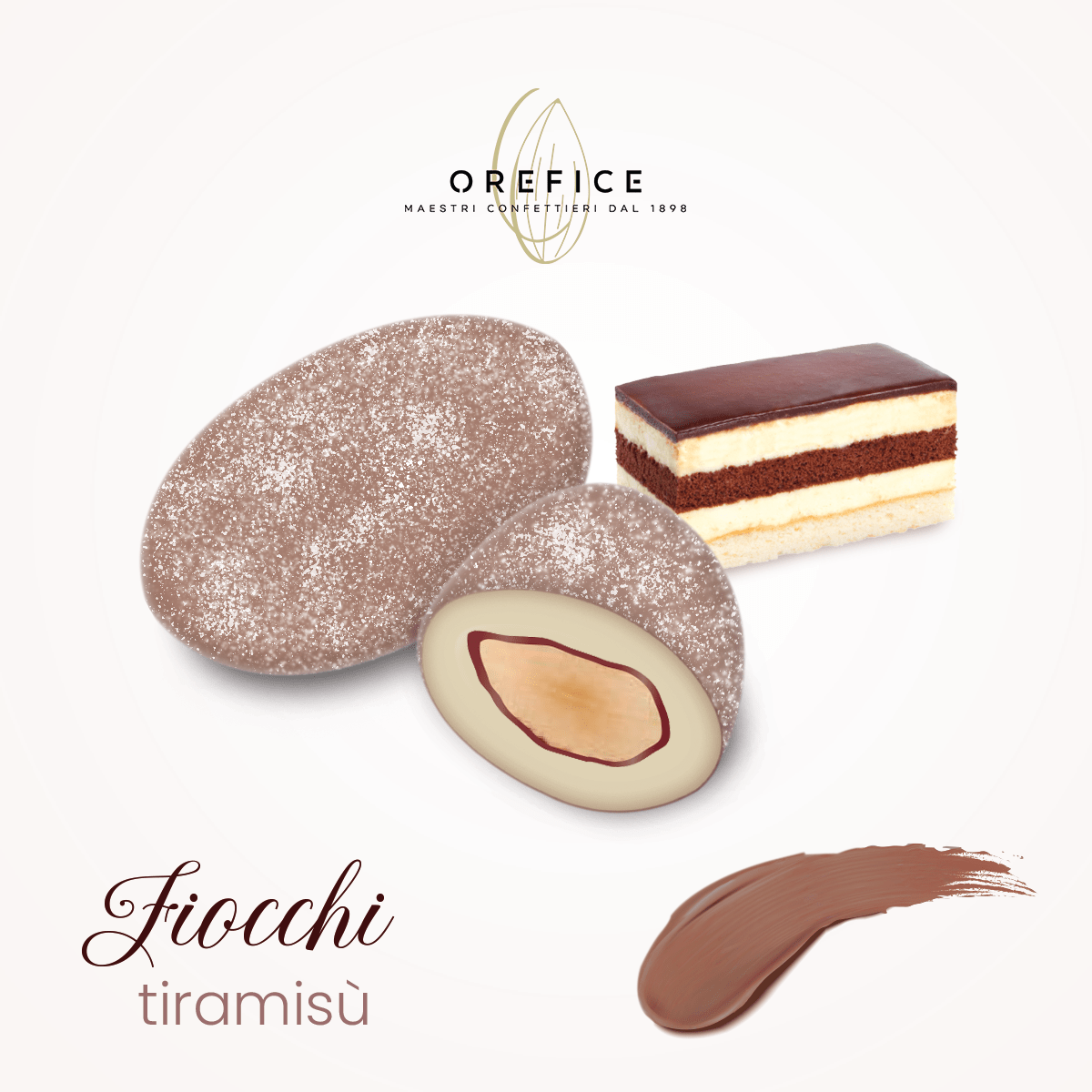 Confetti Fiocchi con Zucchero a Velo e Mandorla Tostata Beige Tiramisù 900g - Dolci pensieri gift