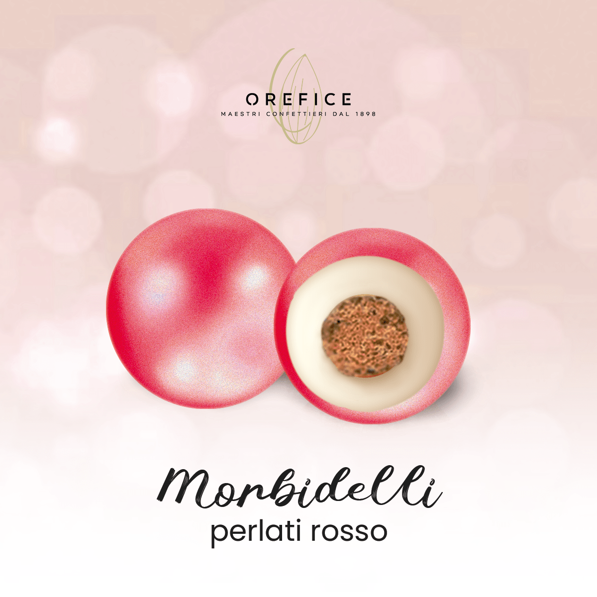 CONFETTI PERLATI CON INTERNO CIOCCOLATO E CEREALE FRIABILE ROSSO 900gr - Dolci pensieri gift