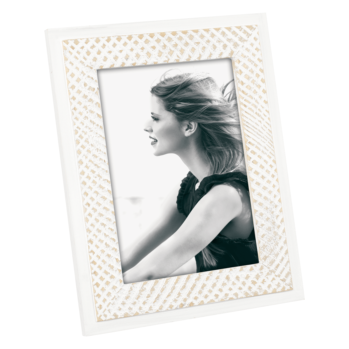 Cornice boho chic in legno 13 x 18 cm shabby chic bianca e legno effetti sbiancato - Dolci pensieri gift