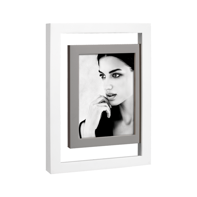 Cornice portafoto moderna bianca e tortora 13 x 18 cm doppia - Dolci pensieri gift