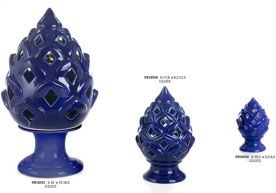 Decorazione LED Pigna Pugliese BLU in Porcellana - Dolci pensieri gift