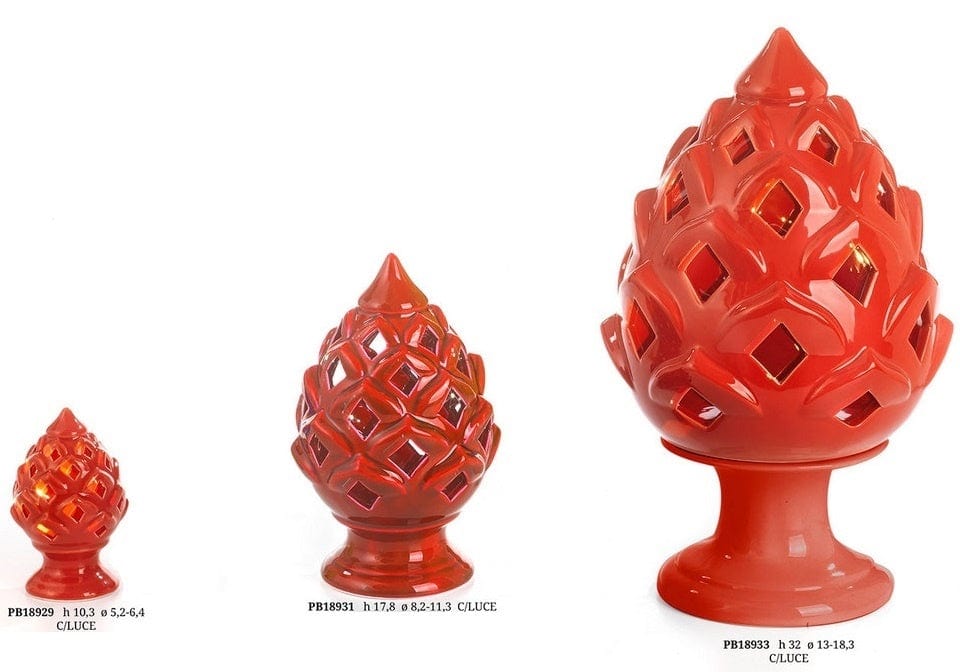 DECORAZIONE LED PIGNA PUGLIESE ROSSO IN PORCELLANA - Dolci pensieri gift