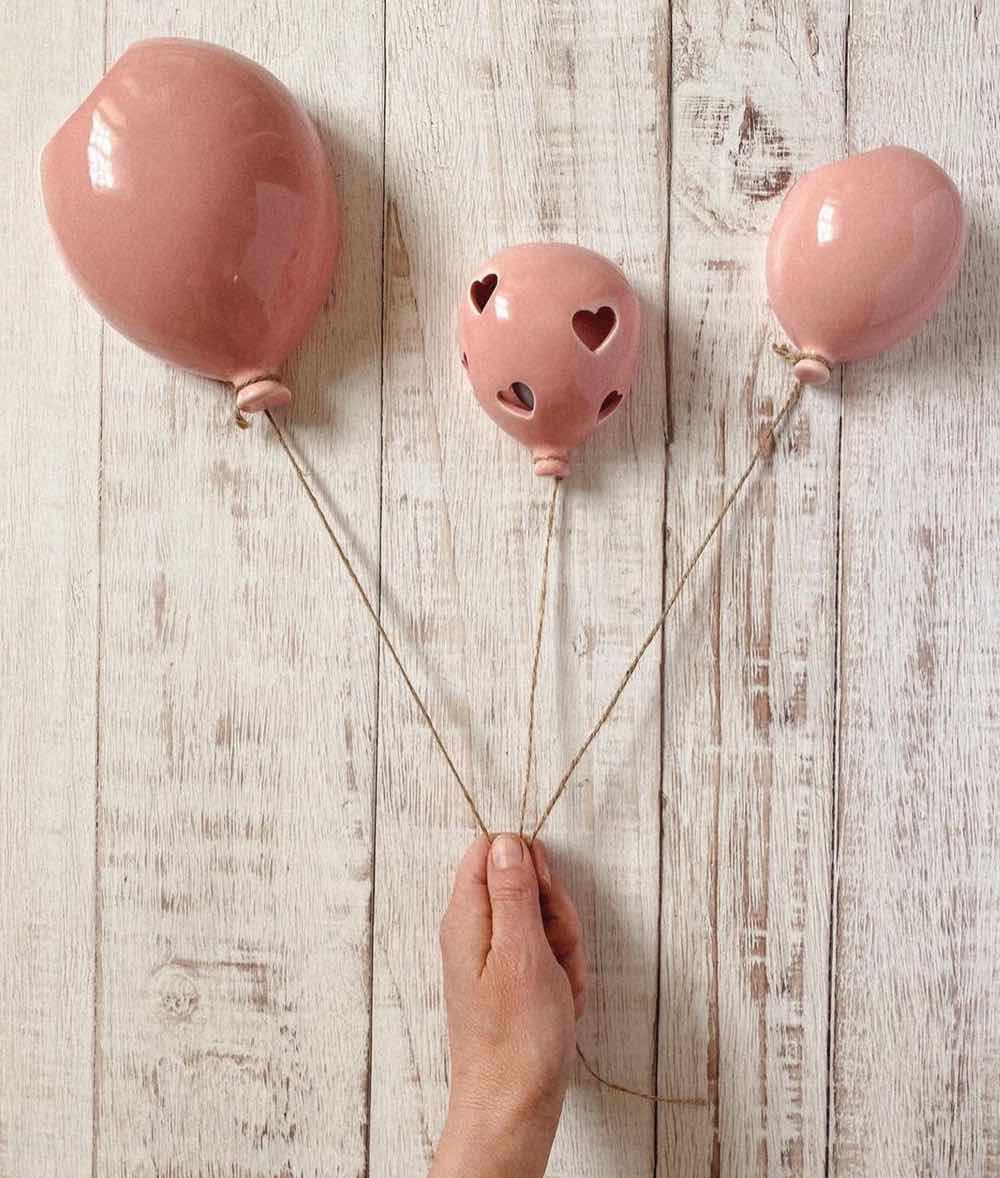 DIFFUSORE DI PROFUMO PALLONCINO CERAMICA ROSA COMUNIONE BATTESIMO REGALO PROFUMO COMPRESO SCATOLA COMPRESA - Dolci pensieri gift