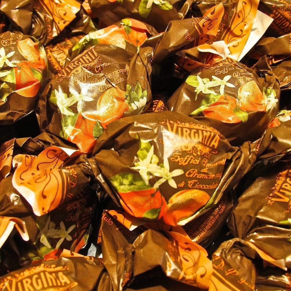 Dolcetto Amaretti Virginia all'Arancia ricoperti di cioccolato Confezione 100gr - Dolci pensieri gift