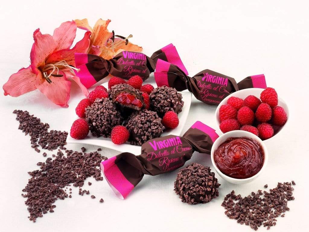 Dolcetto Amaretti Virginia ripieno CUOR LAMPONE 100 gr - Dolci pensieri gift