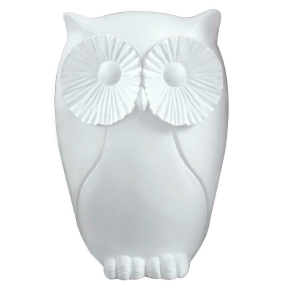 Gufo civetta bianco portafortuna in gres soprammobile 26 cm - Dolci pensieri gift