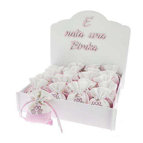KIT " E′ NATA UNA BIMBA " + 48 PZ BUSTINA PRINCESS ROSA 10X13 - Dolci pensieri gift