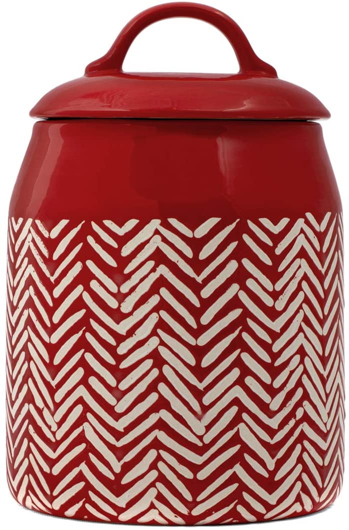 Lapponia Barattolo biscotti in ceramica rossa e beige natalizie natale - Dolci pensieri gift