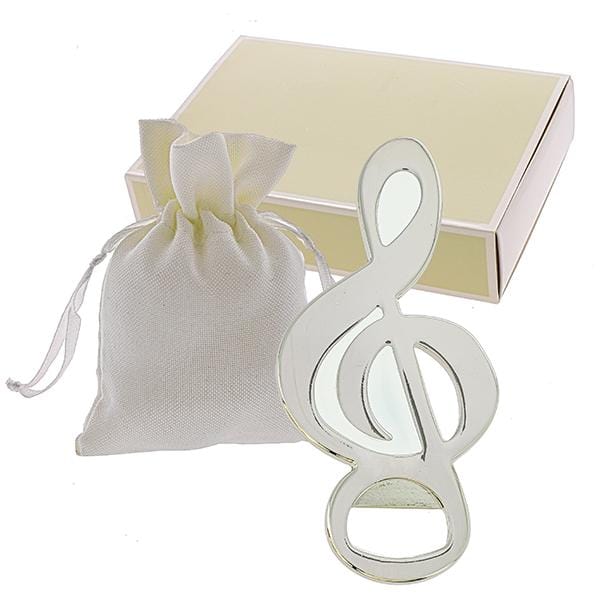 MAGNETE CAVATAPPI CHIAVE DI VIOLINO SMALTO BIANCO ACCIAIO 5,5X11 +SACCHETTO C/AST. - Dolci pensieri gift