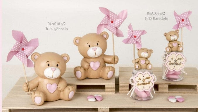 ORSETTI IN RESINA CON GIRANDOLA VERA BATTESIMO - Dolci pensieri gift