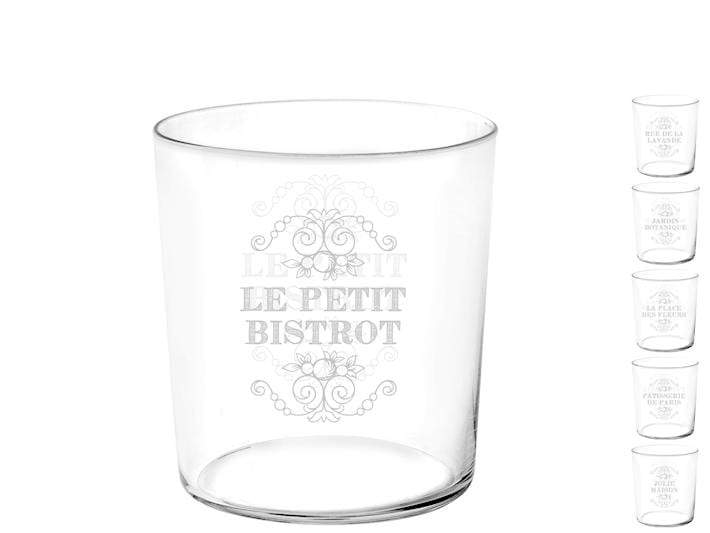 Paris Set 6 bicchieri Provenzali tumbler con scritte Shabby chic - Dolci pensieri gift