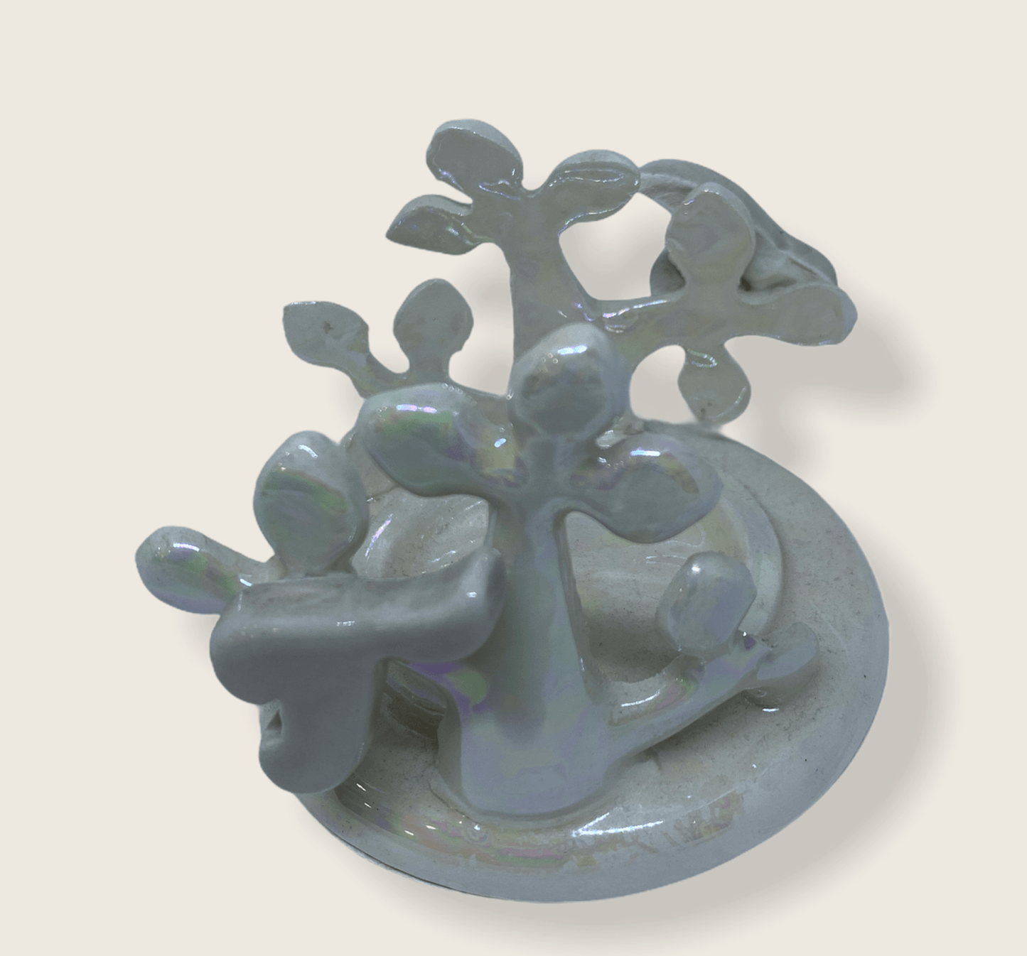 Porta candela pianta in porcellana bianca 7cm H - Dolci pensieri gift