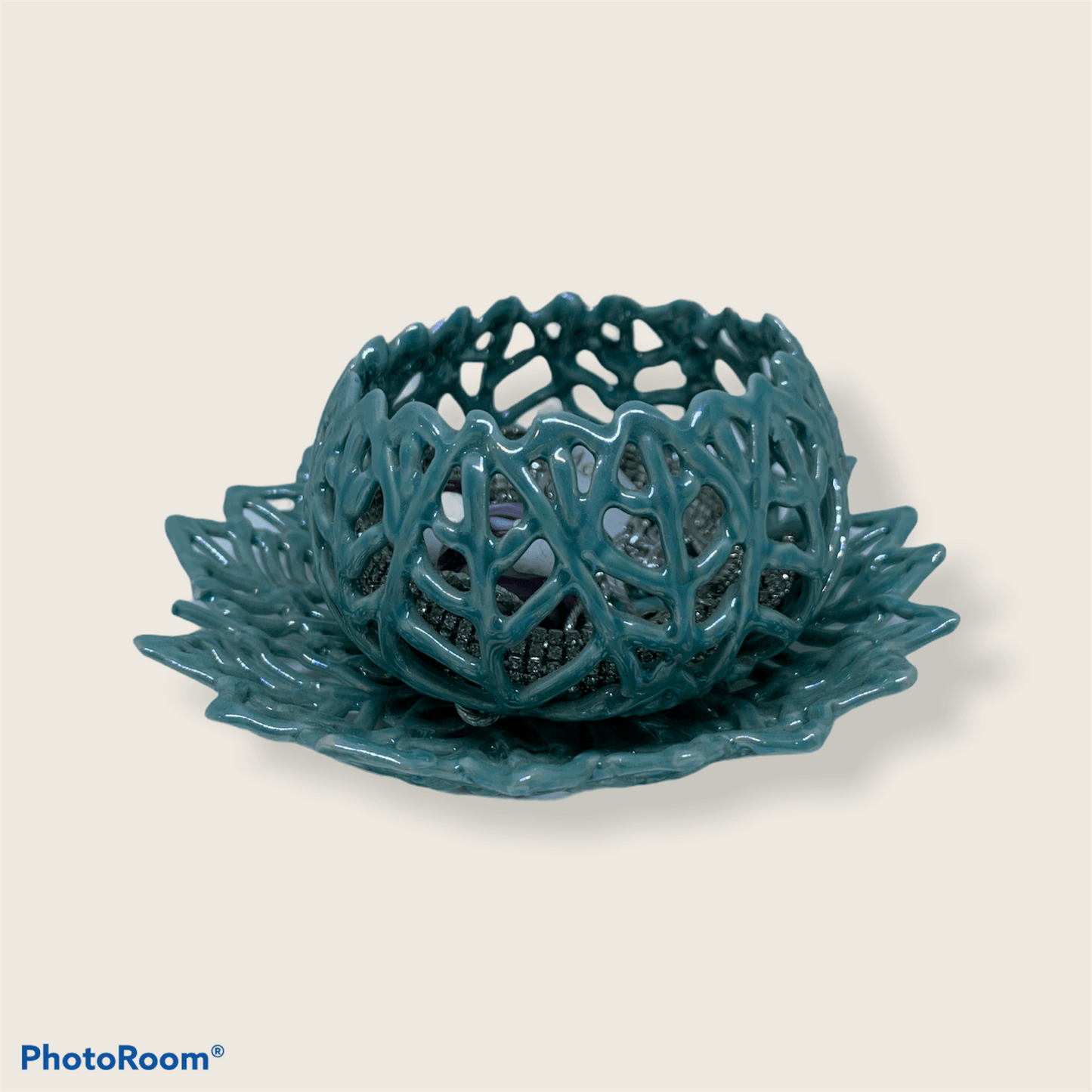 Porta candela traforato boho chic verde acqua 6cm H - Dolci pensieri gift