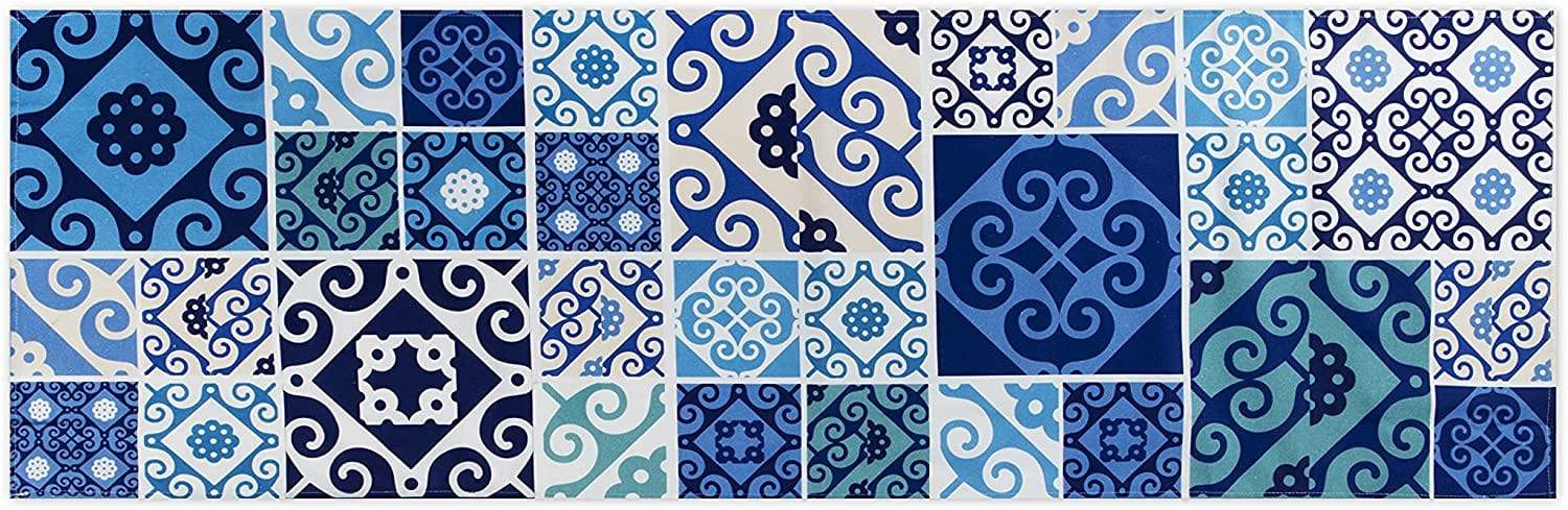PORTO CERVO Runner da Tavola in Cotone colore blu,azzurro,bianco 45x140 cm - Dolci pensieri gift
