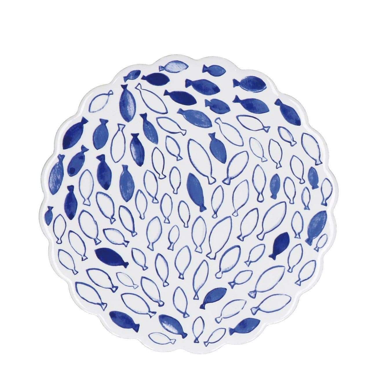 Porto Cervo Sottopentola in Ceramica Colore Blu Pesci 18 cm - Dolci pensieri gift