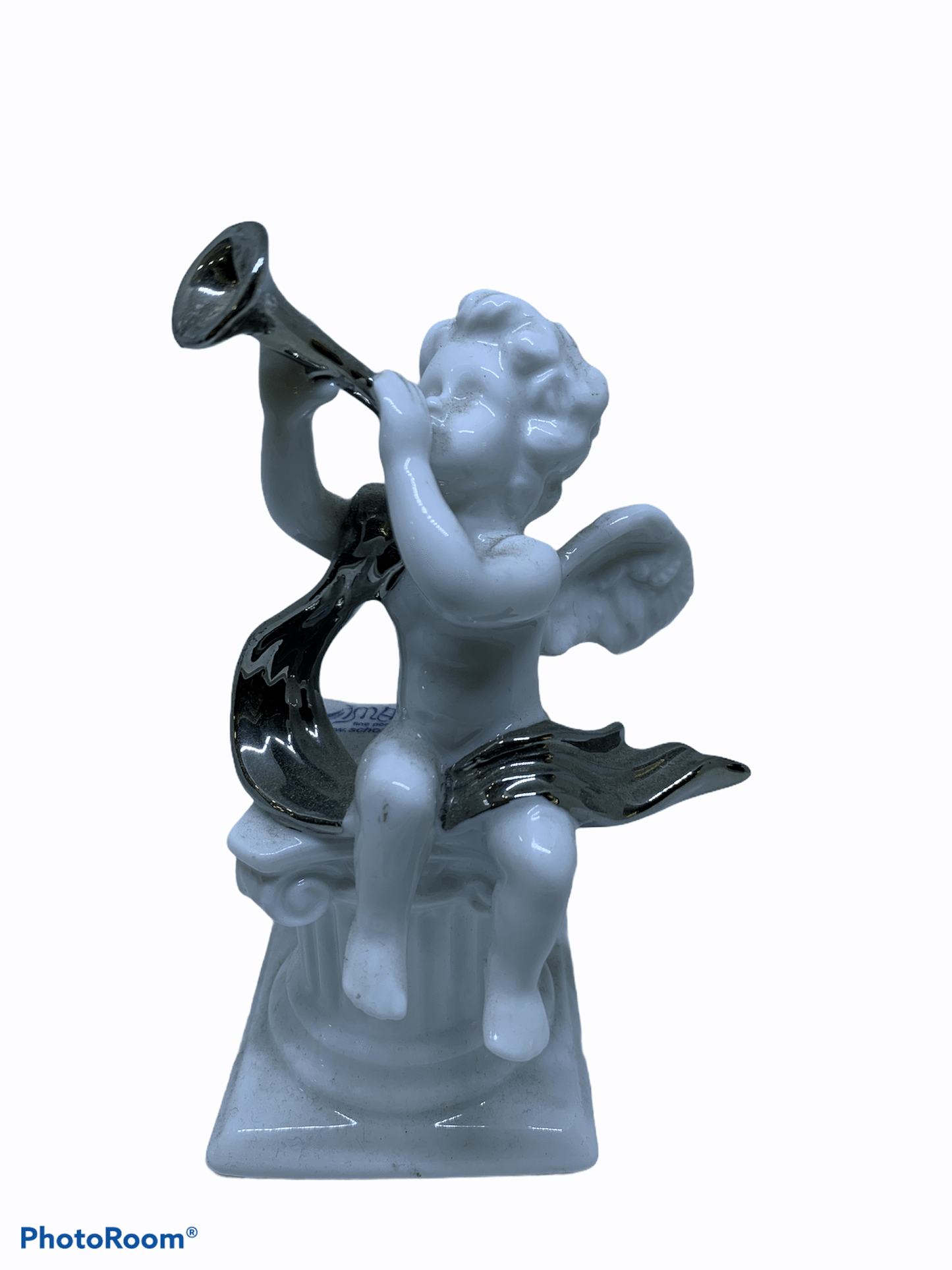 Statuetta angelo in porcellana bianca 13 cm H - Dolci pensieri gift