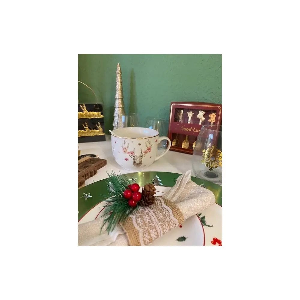 TAZZA CERVO D'ORO CON CUCCHIAIO - Dolci pensieri gift