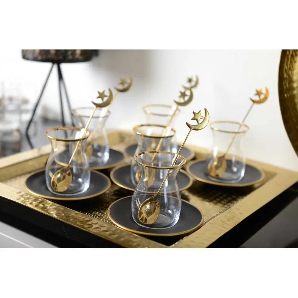 TAZZE DA TÈ NERO E ORO - SET DI 6 - Dolci pensieri gift