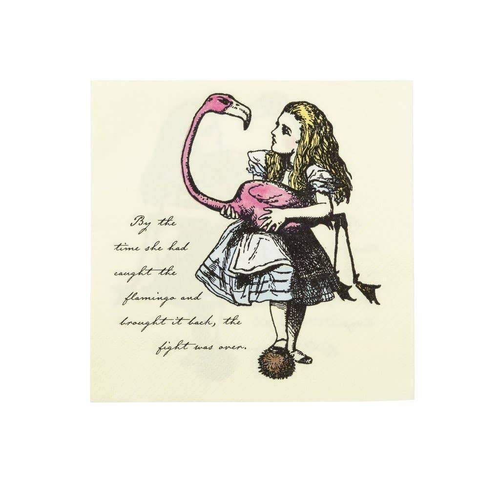 Tovaglioli Alice nel Paese delle Meraviglie con fenicottero rosa - Dolci pensieri gift