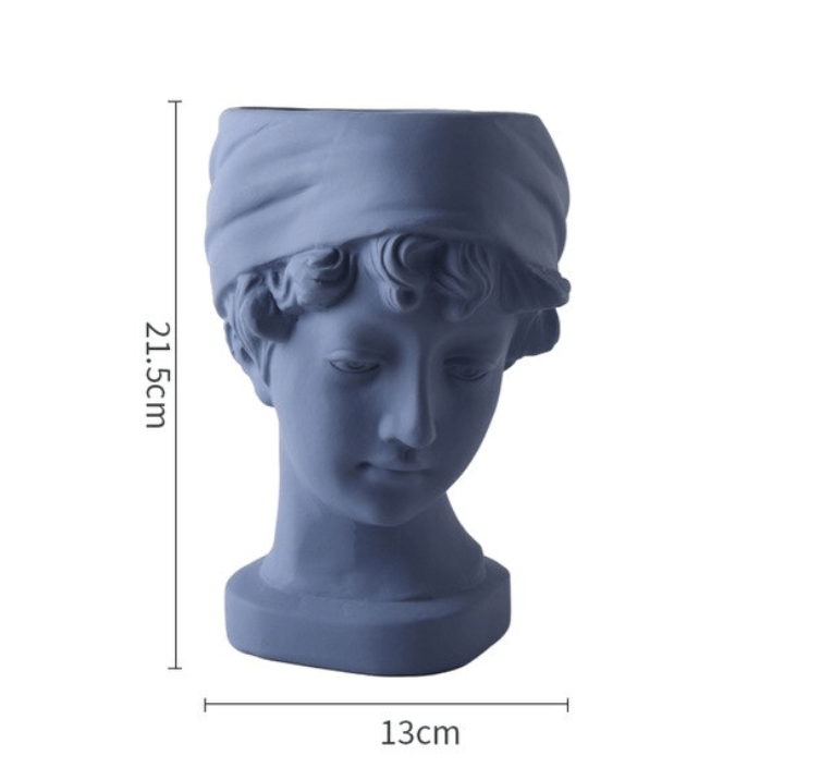 Vaso Donna in ceramica Porta Fiori 22 x 13 cm statua BLU - Dolci pensieri gift
