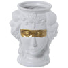 Vaso Testa per Fiori Donna DEA BENDATA in Ceramica Con Benda Oro 25x12,5x31cm - Dolci pensieri gift
