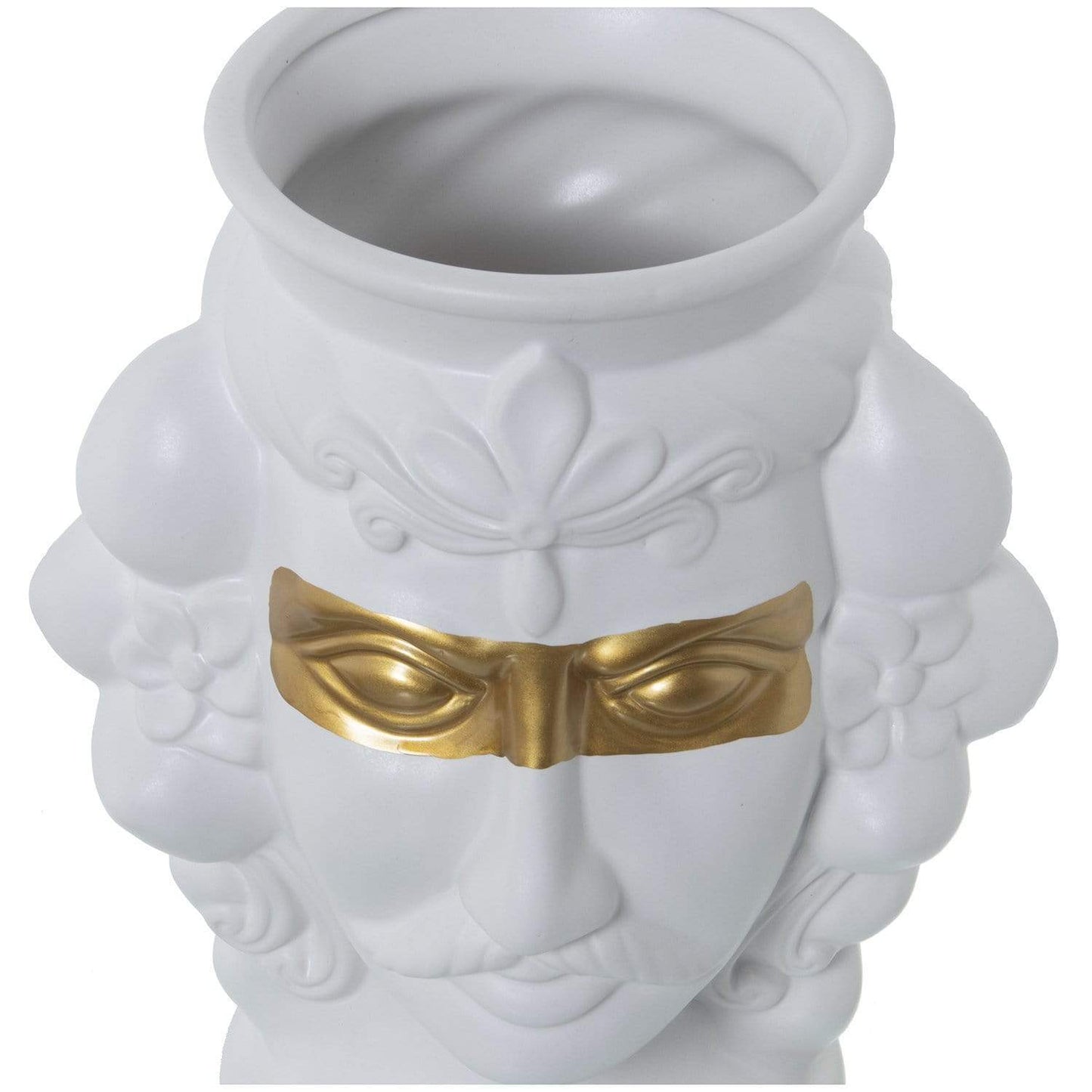 Vaso Testa per Fiori Re Siciliano con Maschera d'oro in Ceramica 22x16,5x25,5cm - Dolci pensieri gift