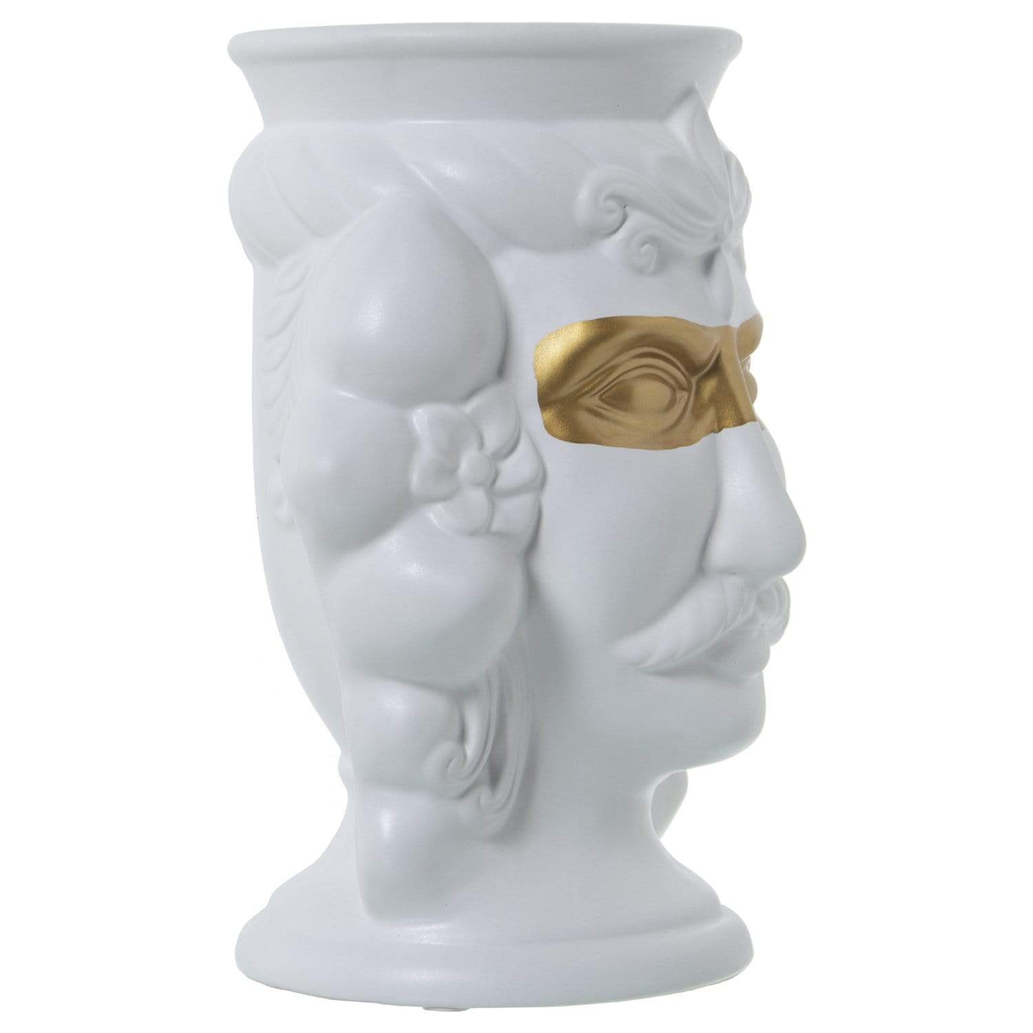 Vaso Testa per Fiori Re Siciliano con Maschera d'oro in Ceramica 22x16,5x25,5cm - Dolci pensieri gift