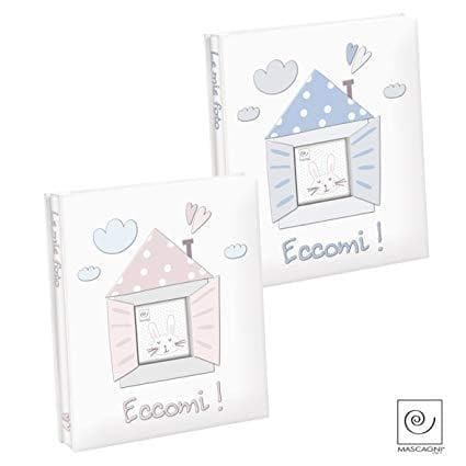 Album portafoto con cuori Coniglio rosa azzurro bambino bambina 13x18 cm - Dolci pensieri gift