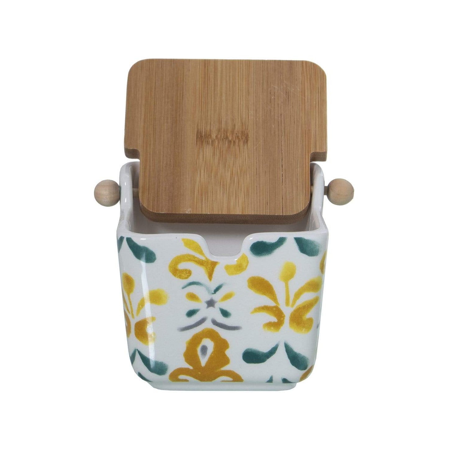 Barattolo Sale decorazione maioliche GIALLE in ceramica Artigianale con tappo in legno - Dolci pensieri gift