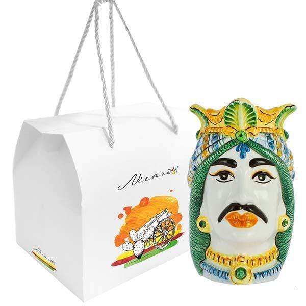 BOMBONIERA NICARE′ TESTA DI MORO UOMO ARABO COLORATA CON SCATOLA D. 8X13 - Dolci pensieri gift