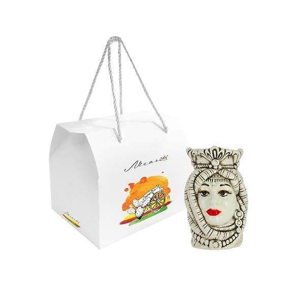 BOMBONIERA TESTA DI MORO DONNA ARABA BIANCA DECORATA CON SCATOLA D. 5X8 - Dolci pensieri gift