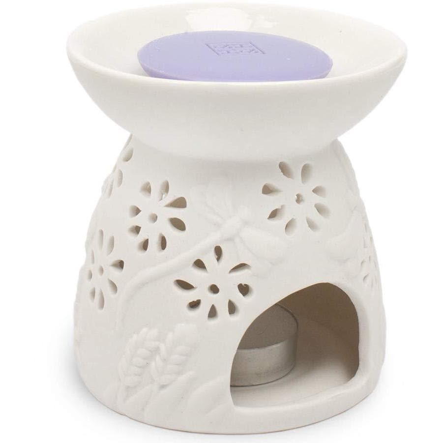 Bruciatore porta candela in ceramica traforato profumatore d'essenza shabby chic - Dolci pensieri gift