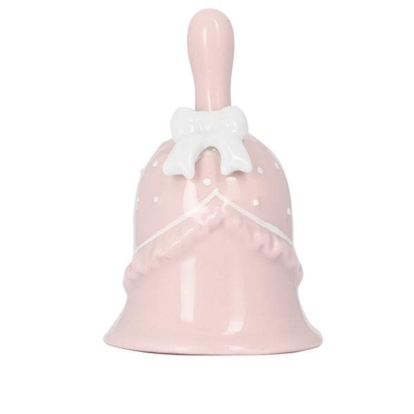 CAMPANELLA ROSA CON FIOCCO PORCELLANA 5X8 - Dolci pensieri gift