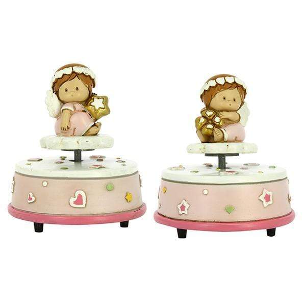 CARILLON ANGIOLETTO CUORICINO ROSA 2 ASSORTITI RESINA 10X11 - Dolci pensieri gift