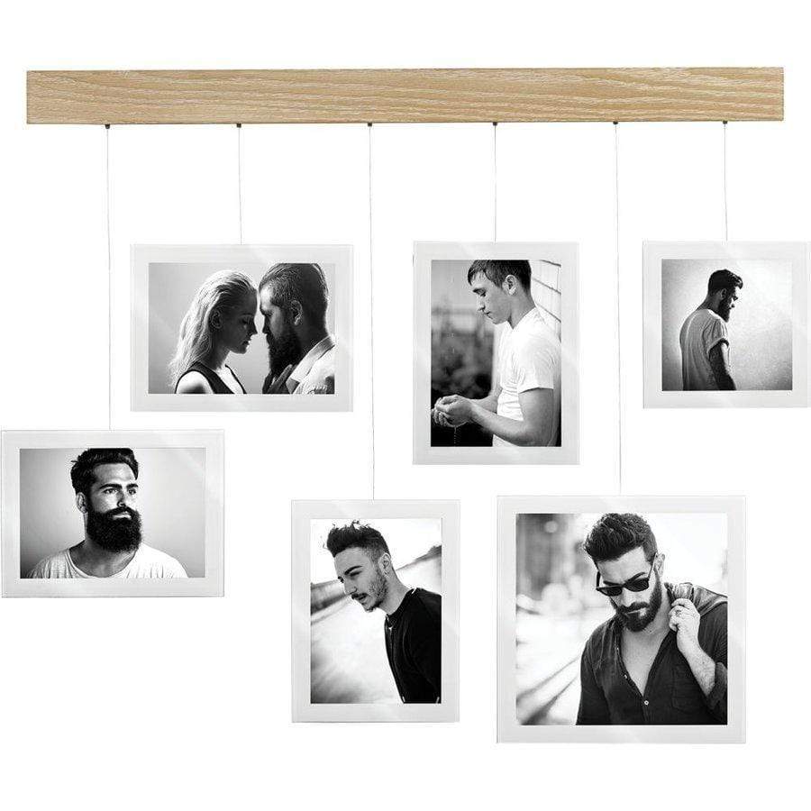 Cornice da parete multipla con fili in acciaio 6 foto design moderrno 76 x 43 cm - Dolci pensieri gift