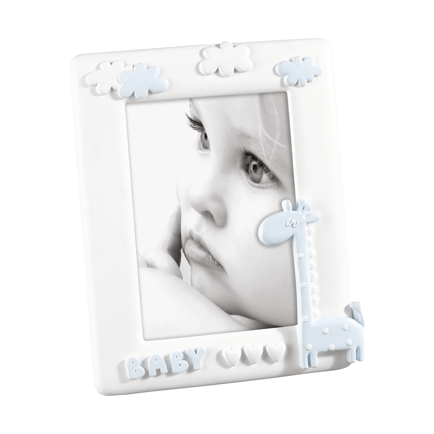 Cornice portafoto con cuori giraffa azzurro shabby chic 13x18 cm - Dolci pensieri gift