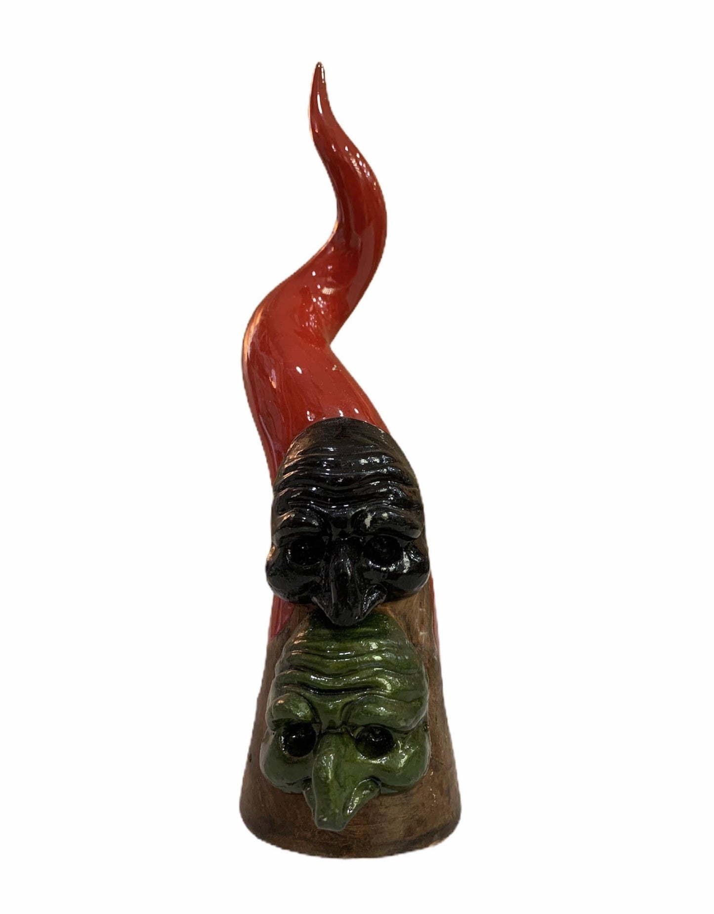 Corno Napoletano Artigianale Ceramica Rosso 2 Maschere Pulcinella Nera Verde - Dolci pensieri gift