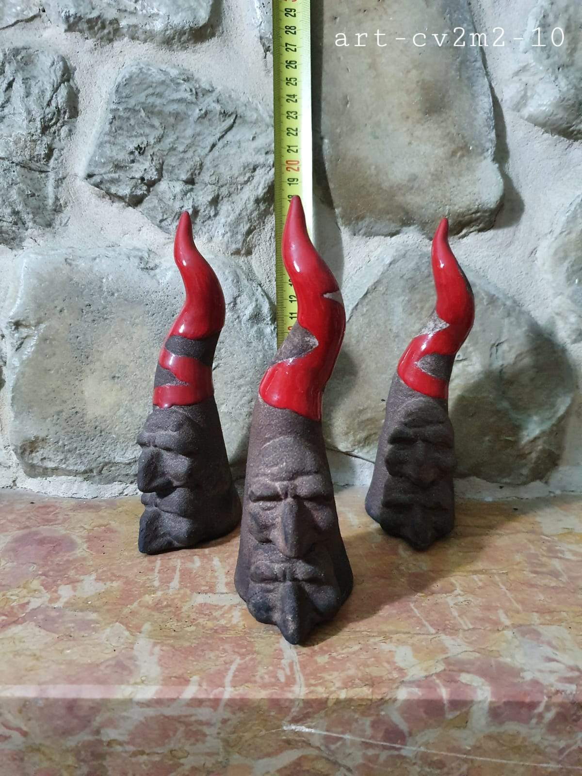 Corno Napoletano Portafortuna in Ceramica Artigianale maschere multiface - Dolci pensieri gift