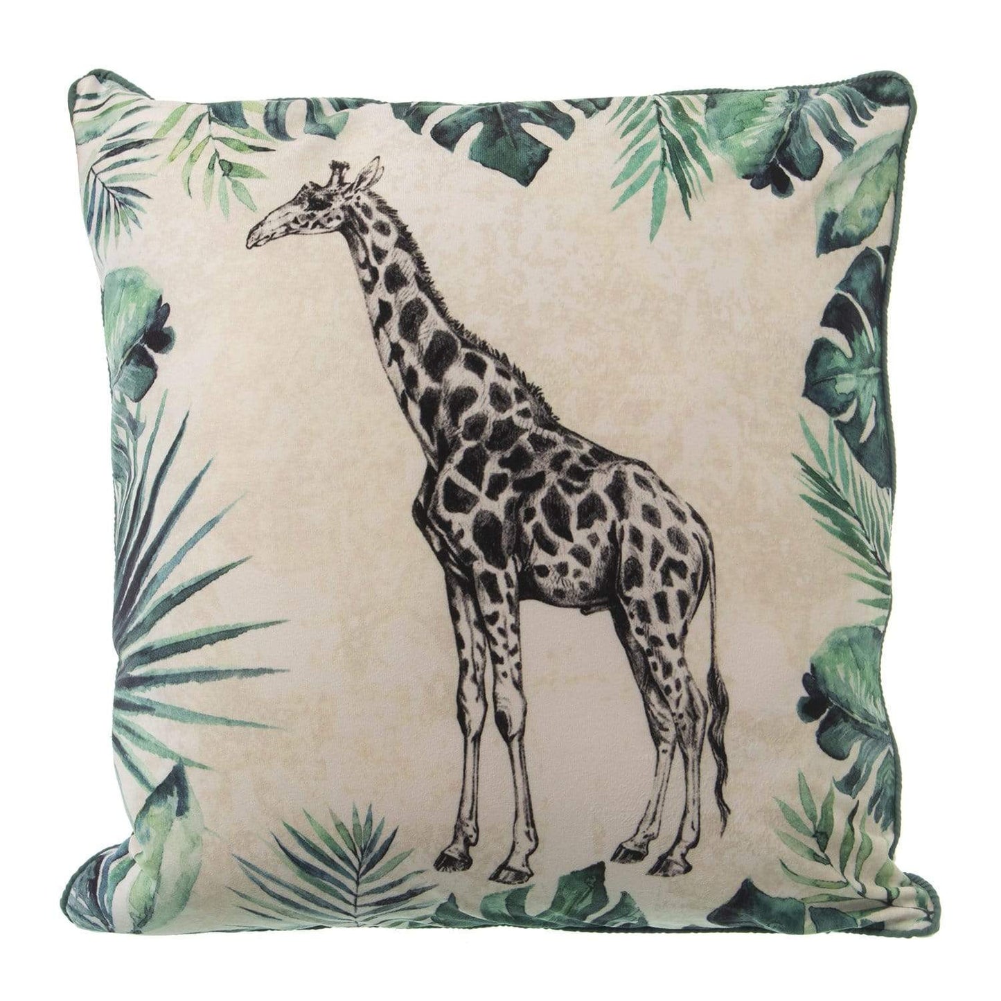 Cuscino Savana foglie tropicali con Giraffa 45 x 45 cm - Dolci pensieri gift