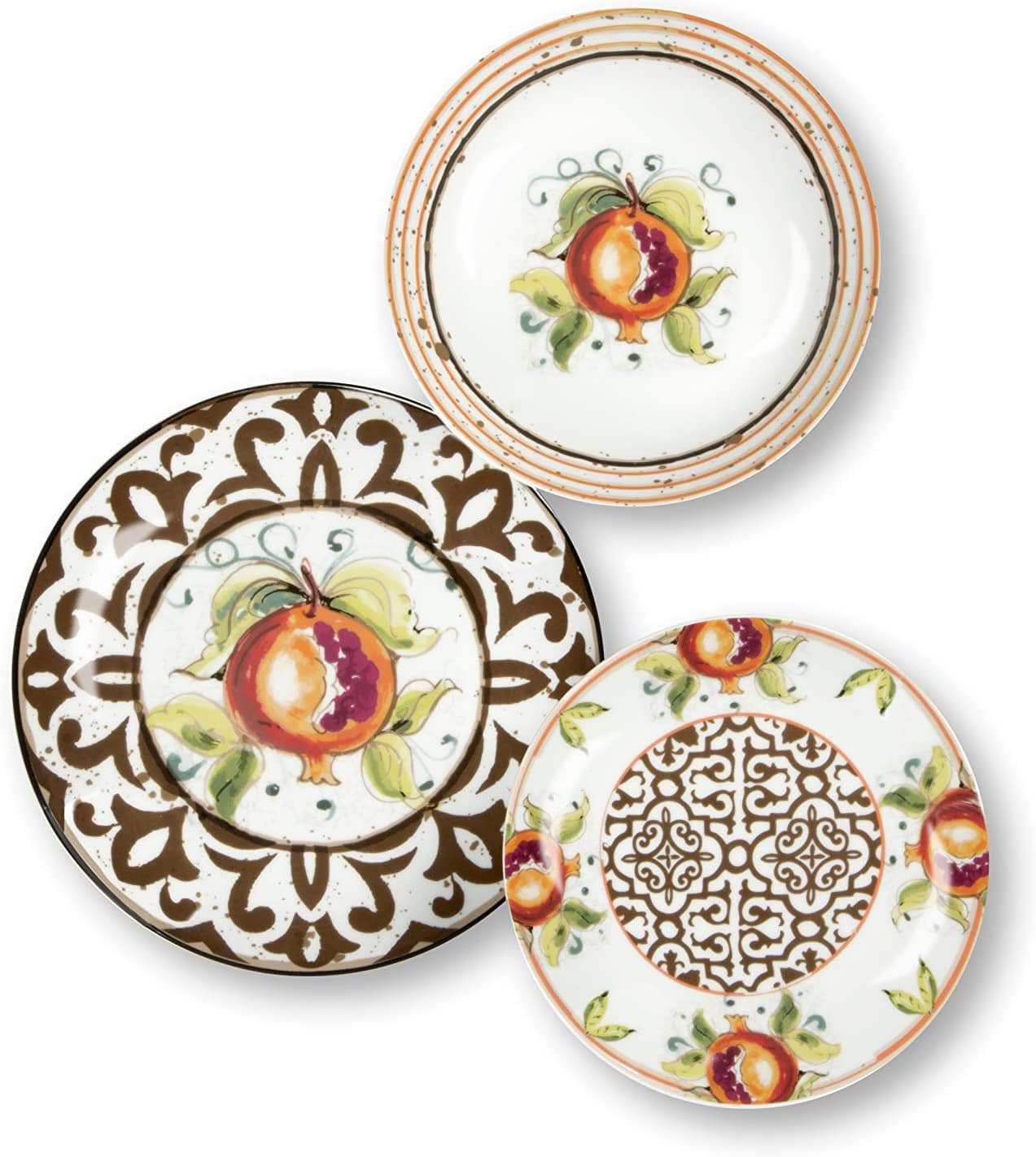 Granada Servizio Piatti 18 Pezzi, Porcellana, nero,bianco,arancione 6 persone - Dolci pensieri gift